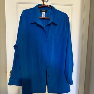 Women’s sag harbor Blue Button-Up Shirt as light overshirt shacket. 22W